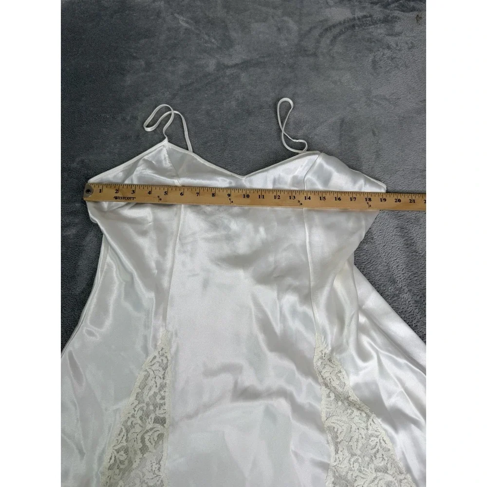 Vintage 90s Victoria's Secret Gold Label Satin Lace Slip Dress Size Large White - Picture 6 of 9